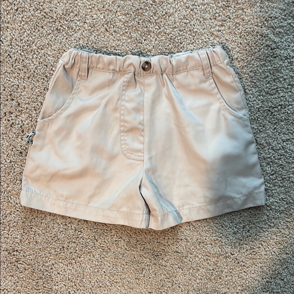 Tan Relaxed Fit Polyester Shorts